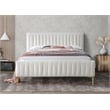 Omax Decor Julia Wood and Fabric Upholstered Queen Platform Bed in White Boucle