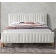 Omax Decor Julia Wood and Fabric Upholstered Queen Platform Bed in White Boucle