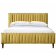 Omax Decor Spencer Wood/Fabric Upholstered Queen Platform Bed in Gold Velvet