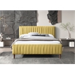 Omax Decor Spencer Wood/Fabric Upholstered Queen Platform Bed in Gold Velvet