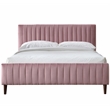 Omax Decor Spencer Upholstered Queen Platform Bed in Blush Pink Velvet