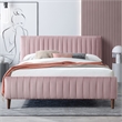 Omax Decor Spencer Upholstered Queen Platform Bed in Blush Pink Velvet