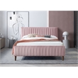 Omax Decor Spencer Upholstered Queen Platform Bed in Blush Pink Velvet
