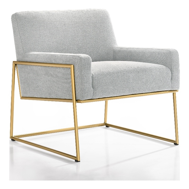 Omax Decor Milano Modern Steel & Fabric Upholstered Lounge Accent Chair in Gray