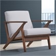 Omax Decor Zola Solid Wood and Fabric Accent Armchair in Walnut and Light Gray