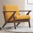 Omax Decor Zola Solid Wood and Fabric Accent Armchair in Walnut and Mustard