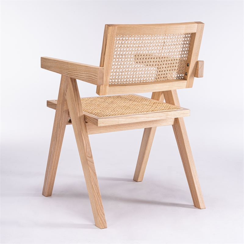 Omax Decor Angelo Solid Wood Dining Arm Chair in Natural Ash (Set of 2)
