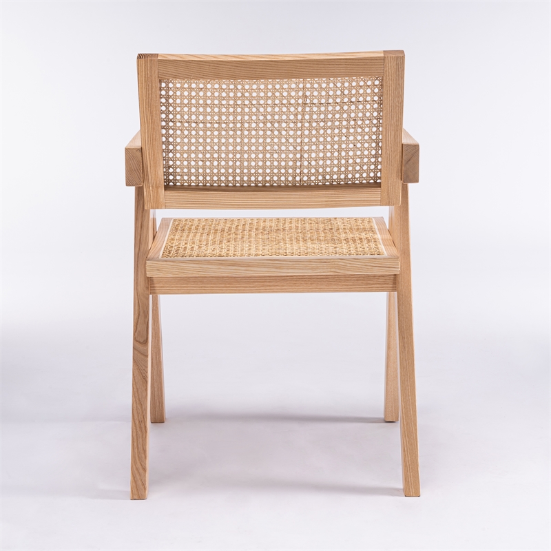 Omax Decor Angelo Solid Wood Dining Arm Chair in Natural Ash (Set of 2)