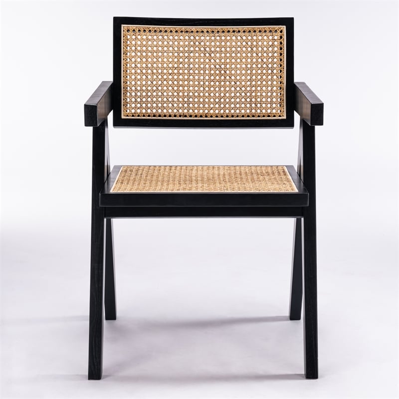 Omax Decor Angelo Solid Wood Dining Arm Chair in Black Ash (Set of 2)
