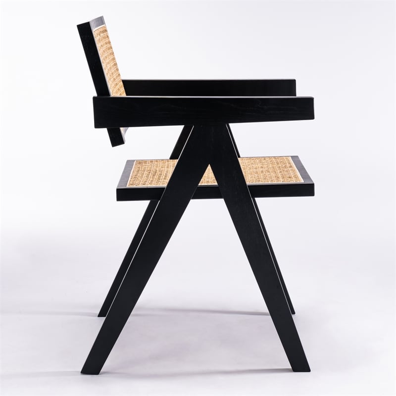 Omax Decor Angelo Solid Wood Dining Arm Chair in Black Ash (Set of 2)