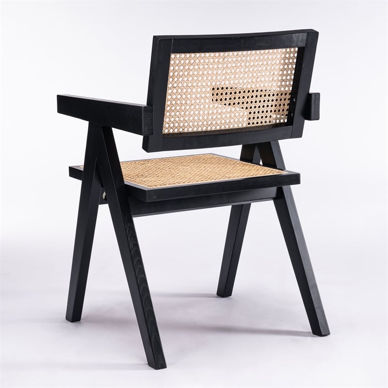 Omax Decor Angelo Solid Wood Dining Arm Chair in Black Ash (Set of 2)