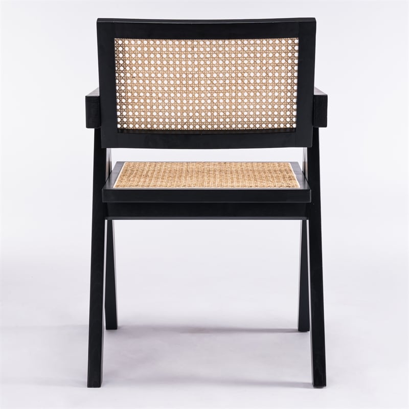 Omax Decor Angelo Solid Wood Dining Arm Chair in Black Ash (Set of 2)