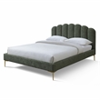 Omax Decor Bella Modern Fabric Upholstered Queen Platform Bed in Forest Green
