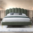 Omax Decor Bella Modern Fabric Upholstered Queen Platform Bed in Forest Green