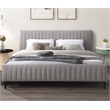Omax Decor Spencer Upholstered Mid-Century Fabric King Platform Bed in Gray
