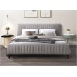 Omax Decor Spencer Upholstered Mid-Century Fabric King Platform Bed in Gray