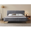 Omax Decor Julia Upholstered Contemporary Fabric King Platform Bed in Charcoal