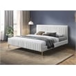Omax Decor Julia Upholstered Modern Fabric King Platform Bed in White Boucle