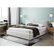 Omax Decor Upholstered Platform King Bed in White Boucle Fabric