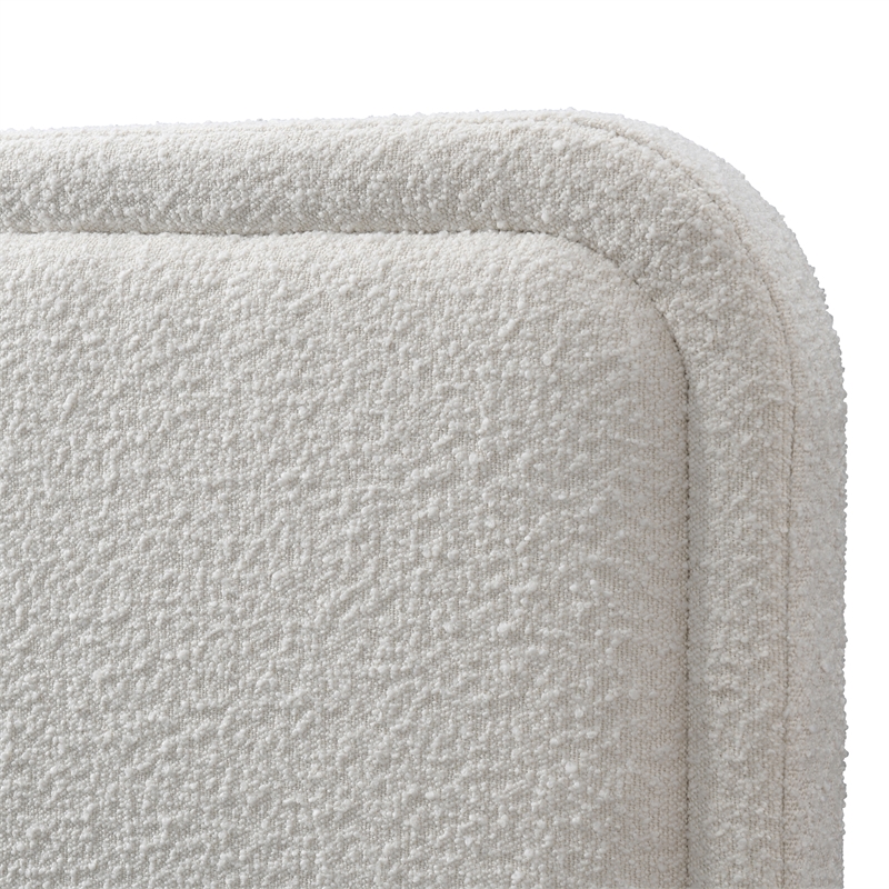 Omax Decor Upholstered Platform King Bed in White Boucle Fabric