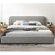 Omax Decor Chloe Upholstered Platform King Bed in Gray Boucle Fabric