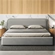 Omax Decor Chloe Upholstered Platform King Bed in Gray Boucle Fabric