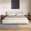 Omax Decor Venice Upholstered Platform King Bed in Cream Beige Boucle Fabric