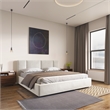 Omax Decor Venice Upholstered Platform King Bed in Cream Beige Boucle Fabric