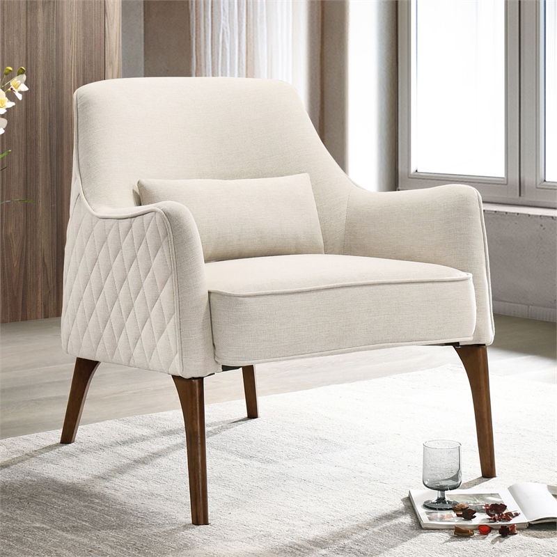Omax Decor Jane fabric Upholstered Lounge Accent Chair in Beige