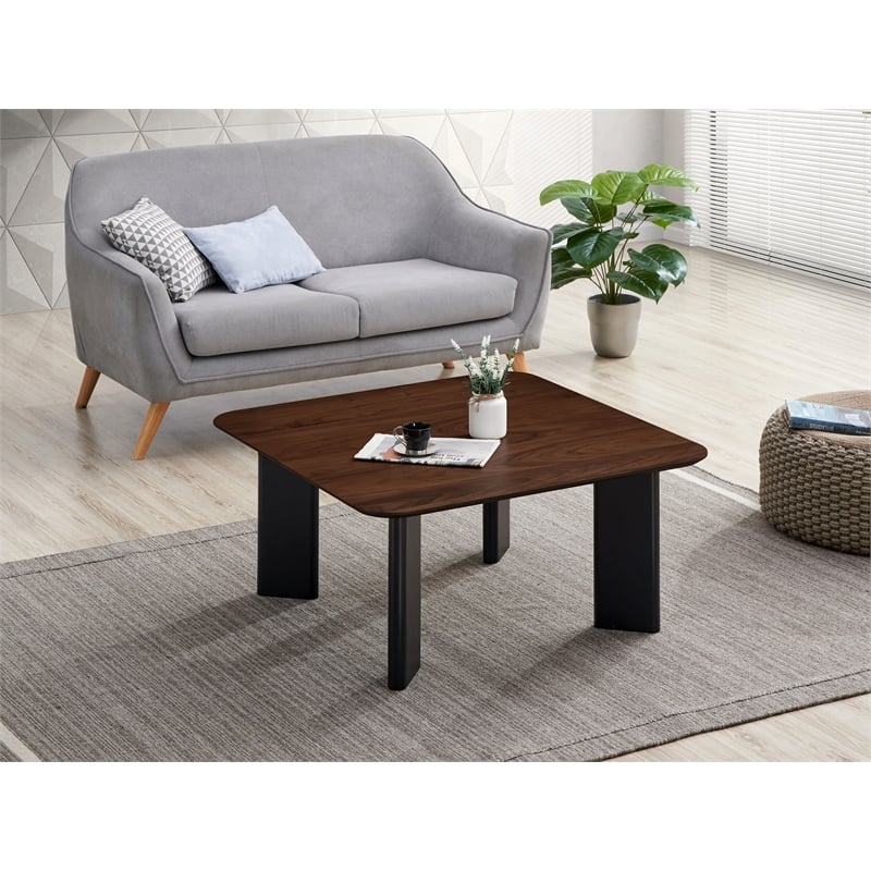 Omax Decor Joss Square Shape Modern Wood Coffee Table in Walnut