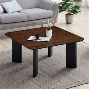 Omax Decor Joss Square Shape Modern Wood Coffee Table in Walnut