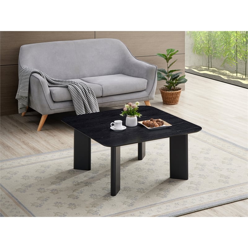 Omax Decor Joss Square Shape Modern Wood Coffee Table in Black Ash