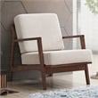 Omax Decor Jasper Solid Wood and Fabric Upholstered Accent Armchair in Beige