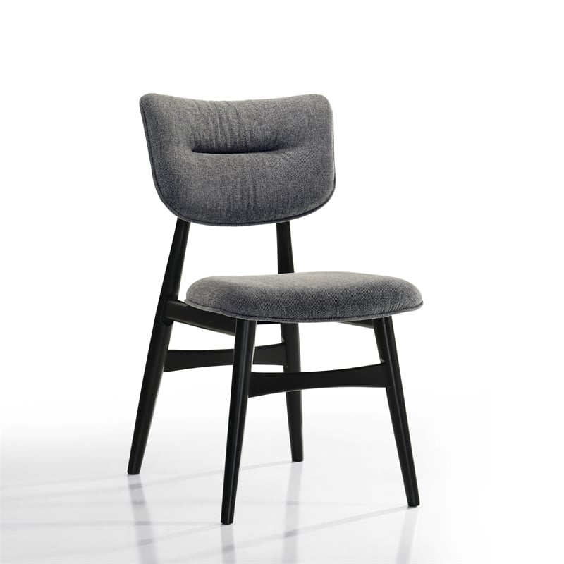 Omax Decor Joss Solid Wood Dining Chairs in Gray Fabric Upholstery (Set of 2)