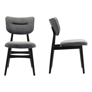 Omax Decor Joss Solid Wood Dining Chairs in Gray Fabric Upholstery (Set of 2)