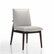 Omax Decor Jean Solid Wood Full Leather Dining Chairs in Light Gray (Set of 2)