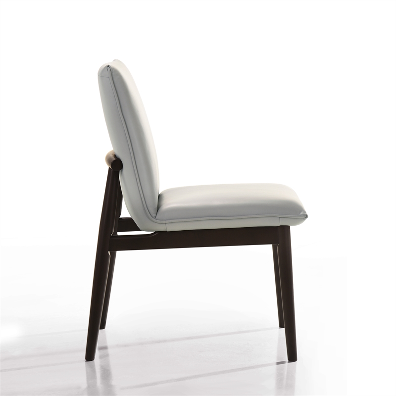 Omax Decor Jean Solid Wood Full Leather Dining Chairs in Light Gray (Set of 2)