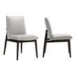 Omax Decor Jean Solid Wood Full Leather Dining Chairs in Light Gray (Set of 2)