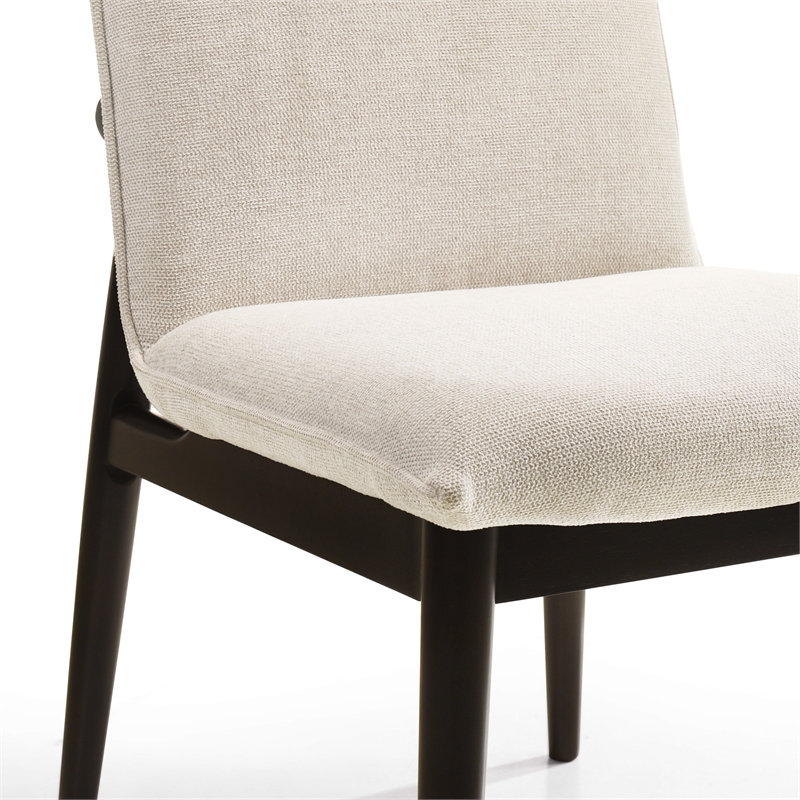 Omax Decor Jean Solid Wood Upholstered Dining Chairs in Oatmeal (Set of 2)
