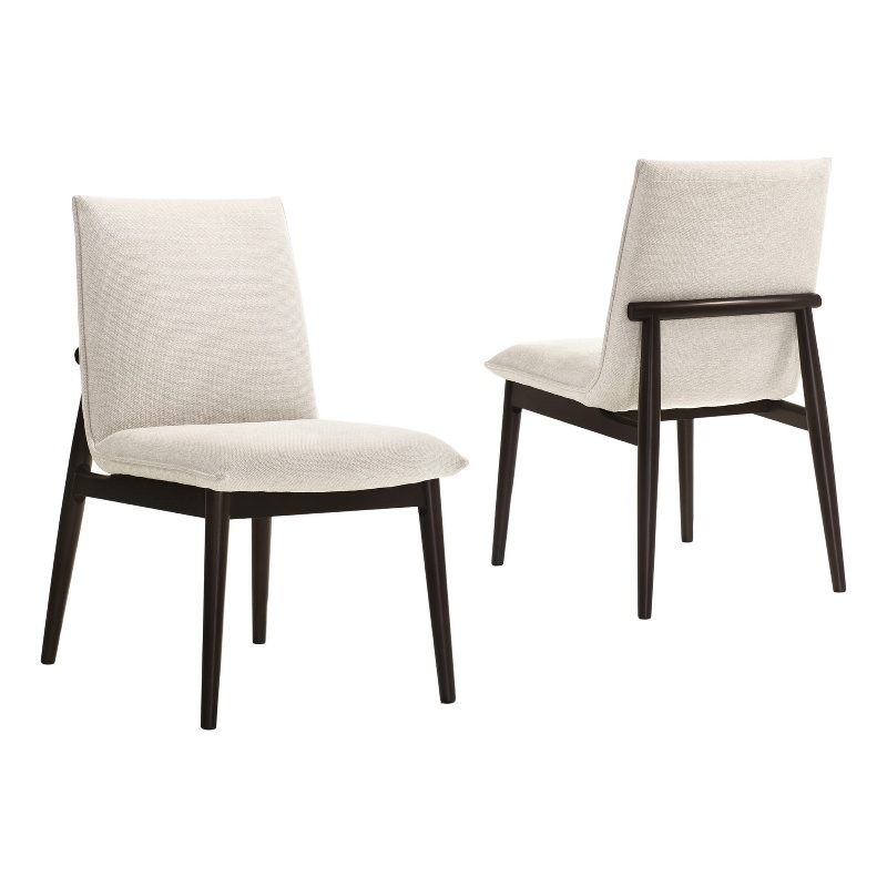 Omax Decor Jean Solid Wood Upholstered Dining Chairs in Oatmeal (Set of 2)