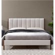 Omax Decor Exton Upholstered Platform Queen Bed in Cream Fabric