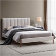 Omax Decor Exton Upholstered Platform Queen Bed in Cream Fabric