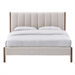 Omax Decor Exton Upholstered Platform Queen Bed in Cream Fabric