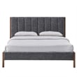 Omax Decor Exton Upholstered Platform Queen Bed in Dark Gray Fabric