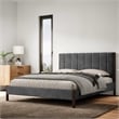 Omax Decor Exton Upholstered Platform Queen Bed in Dark Gray Fabric