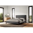 Omax Decor Exton Upholstered Platform Queen Bed in Dark Gray Fabric