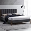 Omax Decor Exton Upholstered Platform Queen Bed in Dark Gray Fabric