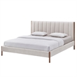 Omax Decor Exton Upholstered Platform King Bed in Cream Fabric