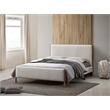 Omax Decor Liana Upholstered Platform Queen Bed in White Boucle Fabric