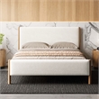 Omax Decor Liana Upholstered Platform Queen Bed in White Boucle Fabric